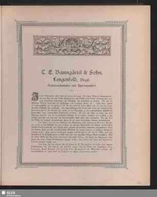 C. E. Baumgärtel & Sohn, Lengenfeld, Vogtl. Gardinenfabrikation und Appreturanstalt