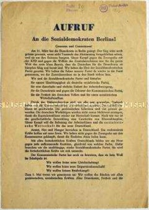 Aufruf der Berliner SPD zur Mitgliedschaft