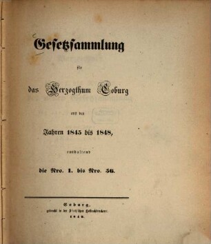 Gesetz-Sammlung für das Herzogtum Coburg. 1845/48