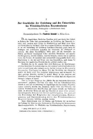 Zur Geschichte der Erziehung und des Unterrichts im Wittelsbachischen Regentenhause : (Kurpfälzische-, Neuburgische- u. Sulzbachische Linie)