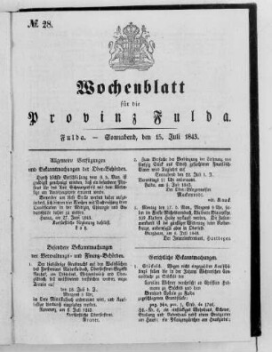 Nr. 28, Ausgabe vom 15. Juli 1843
