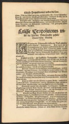 Etliche Propositiones wider die Lere der Widerteuffer gestelt/ Durch Philip. Melanth. 1528.