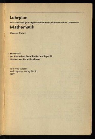 1987: Klassen 6 bis 8