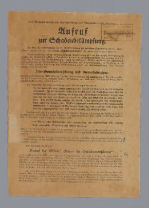"Aufruf zur Schadensbekämpfung."