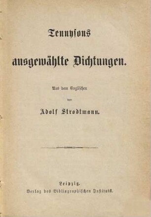Tennysons ausgewählte Dichtungen