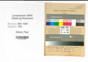 Entnazifizierung Paul Nickel , geb. 12.03.1887 ()
