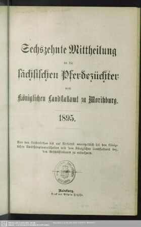 16.1895: Mittheilung an die sächsischen Pferdezüchter