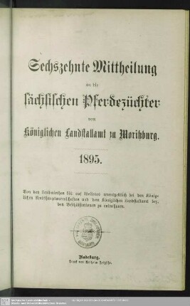 16.1895: Mittheilung an die sächsischen Pferdezüchter