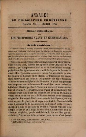 Annales de philosophie chrétienne. 53 = Sér. 4, A. 27 = T. 14. 1856