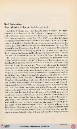 Aus Friedrich Sylburgs Heidelberger Zeit