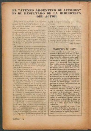 El "Ateneo Argentino de Actores" es el resultado de la biblioteca del actor