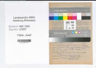 Entnazifizierung Josef Faber, geb. 03.11.1896 (Postschaffner)