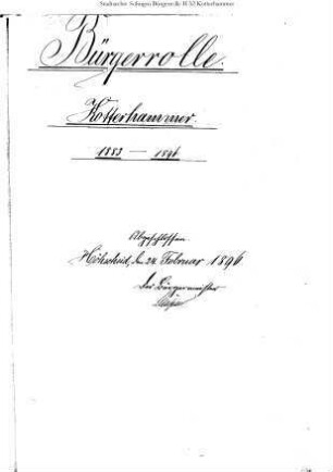 Höhscheid: Kotterhammer 1883 – 1896 / 1896 – 1909 / 1909 - 1921; Kotterheidberg 1883 – 1895 / 1895 – 1912 / 1912 - 1921