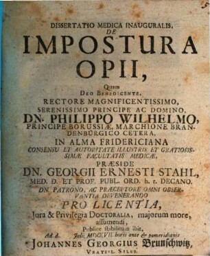 Diss. med. inaug. de impostura opii