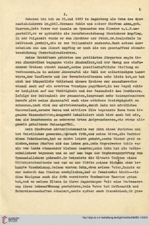 I. Herkunft und Schulzeit