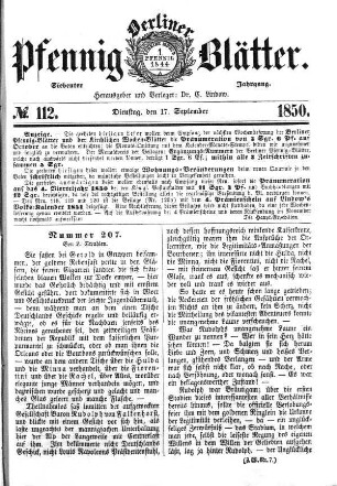 No. 112, Dienstag, den 17. September