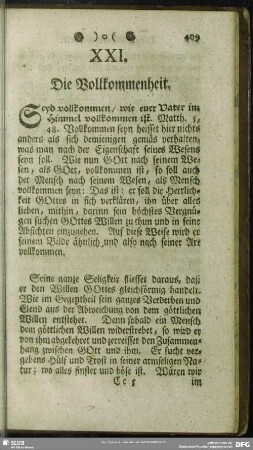 XXI. Die Vollkommenheit