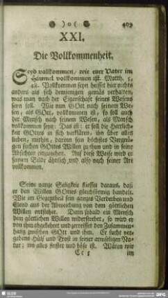 XXI. Die Vollkommenheit
