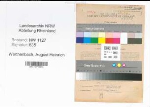 Entnazifizierung August Heinrich Werthenbach , geb. 24.12.1902 (Buchhaendler)