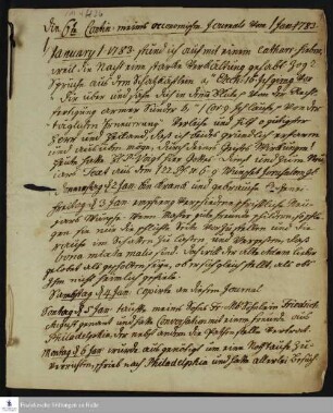 Tagebuch von Heinrich Melchior Mühlenberg.