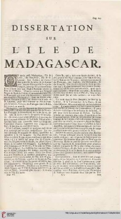 Dissertation sur l'Ile de Madagascar