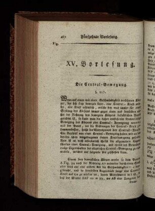 Fünfzehnte Vorlesung. Die Central-Bewegung.