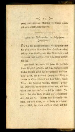 Ueber die Reformation im sechzehnten Jahrhundert.