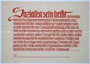 Flugblatt mit einem Zitat von August Bebel über die Berufung eines Sozialisten