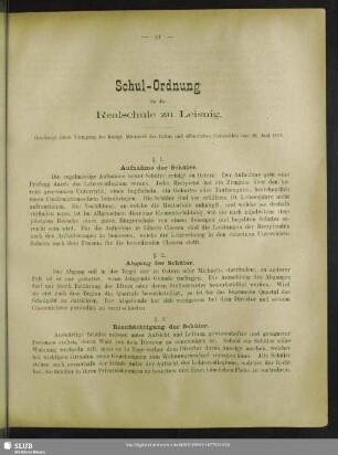 Schul-Ordnung der Realschule zu Leisnig