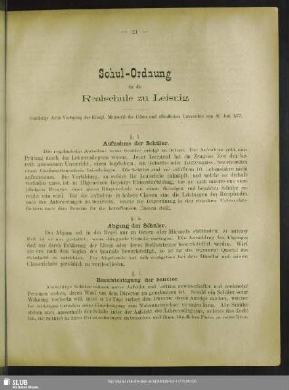 Schul-Ordnung der Realschule zu Leisnig