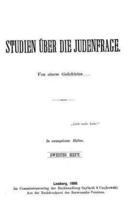 In: Studien über die Judenfrage ; Band Heft 2