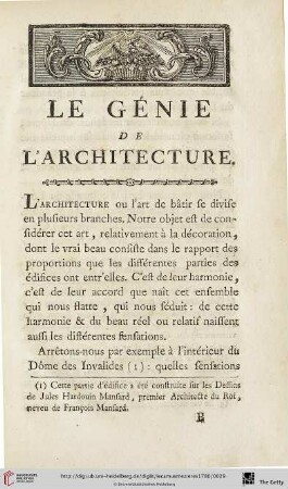 Le Génie de l’Architecture