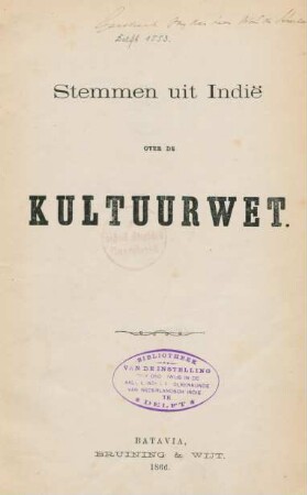 Stemmen uit Indië over de kultuurwet