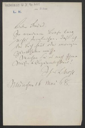Brief an Friedrich Wilhelm Jähns : 16.05.1868
