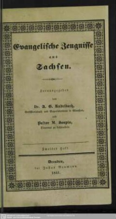 2: Evangelische Zeugnisse aus Sachsen