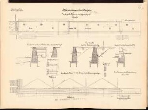 Kanalisierung der Oder Hafen, Cosel: Oberhafen, verlängerte Ufermauer: Ansicht, Grundriss, Schnitte 1:100, 1:25