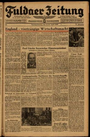 Ausgabe vom Samstag, den 22. April 1944.