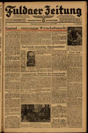 Ausgabe vom Samstag, den 22. April 1944.