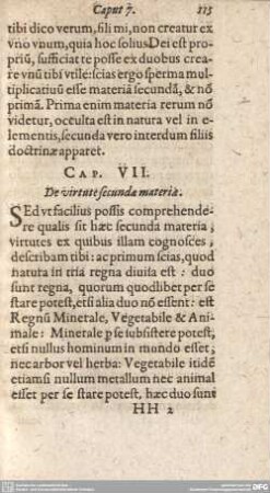 Cap. VII. De virtute secunda materiae.