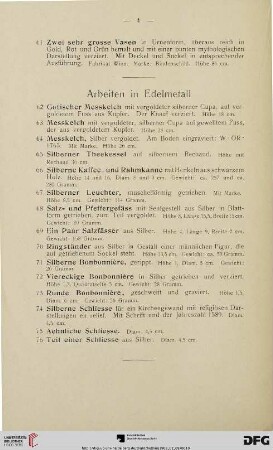 Arbeiten in Edelmetall (Nr. 62-76)