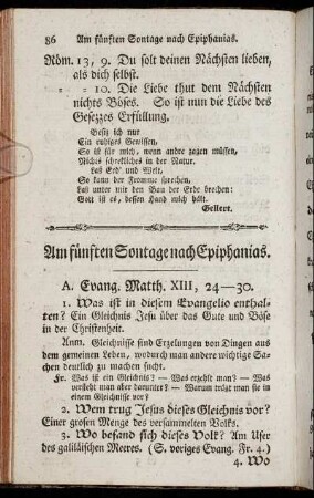 Am fünften Sontage nach Epiphanias.