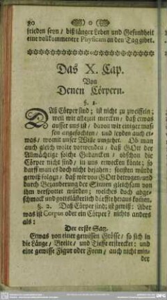 Das X. Cap. Von Denen Cörpern
