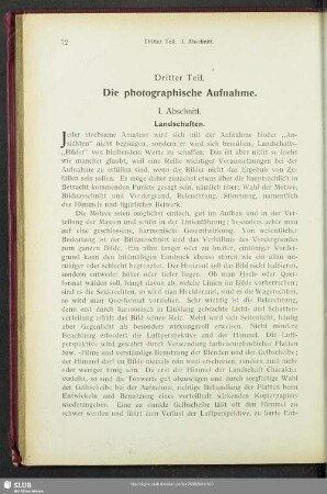 Dritter Teil: Die photographische Aufnahme