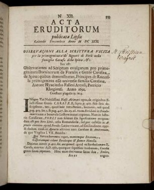 N. XII. [...] Calendis Decembris Anno M DC XCII.