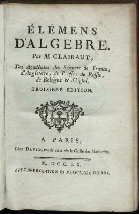 Élémens d'Algèbre