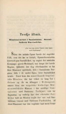 Tredje afsnit. Missionsværket i Santalistan. Santalfolkets omvendelse