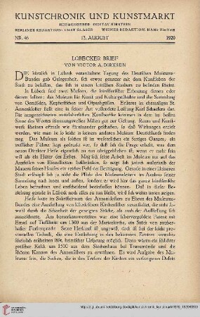 Neue Folge 31 = Jahrgang 55: Lübecker Brief