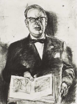 Hassebrauk, Ernst: Lothar Bolz. Bleistift, Kohle, Tusche? um 1960. (Positivvorlage: SLUB, Nachlass, Hassebrauk, Ernst. Mscr.Dresd.App.2534,497)