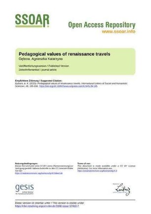 Pedagogical values of renaissance travels