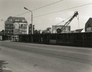 Dresden-Strehlen, Kreischaer Straße 2. Baustelle "Strehlener Hof". Blick über die Lockwitzer Straße